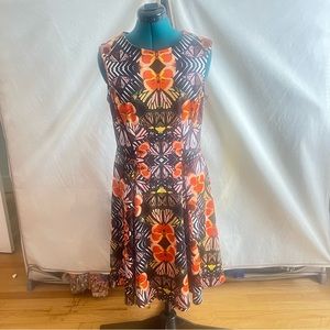 Abstract Butterfly Scuba Cocktail Dress With Zip Back